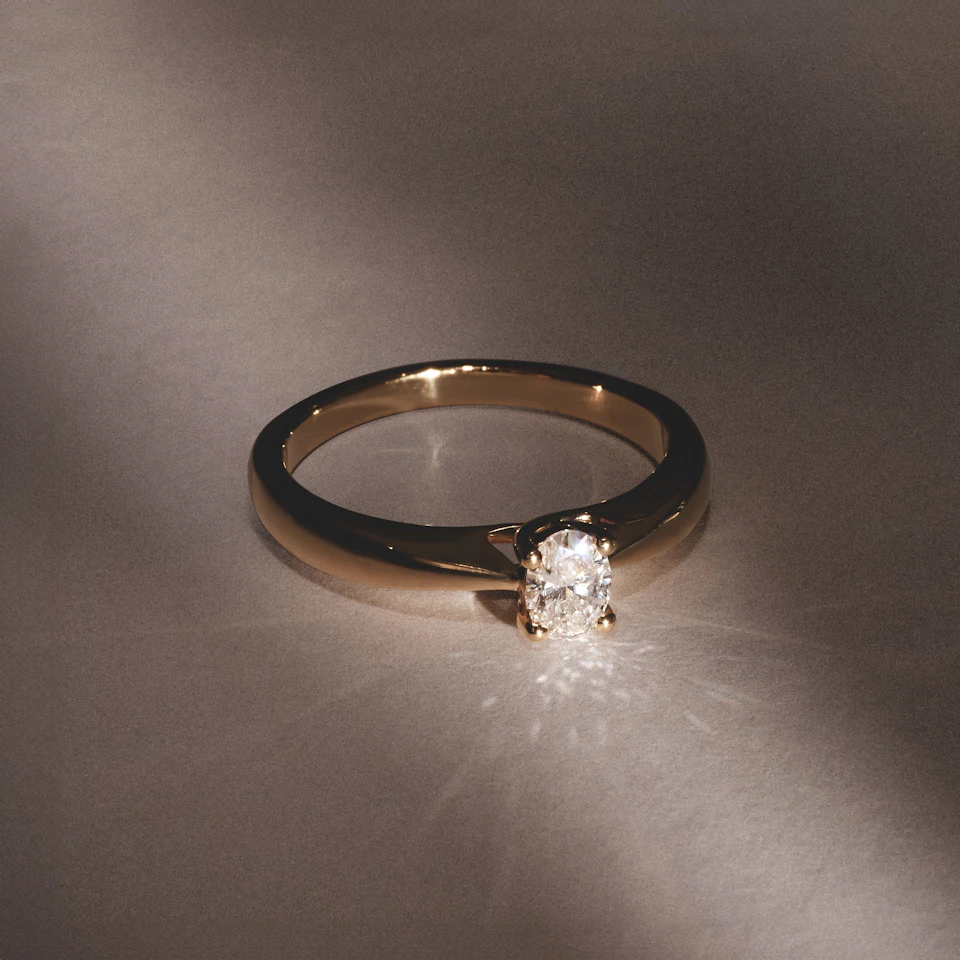 Naomi Oval Cut Lab Diamond Engagement Ring 0.33ct H/SI in 18k Gold Vermeil
