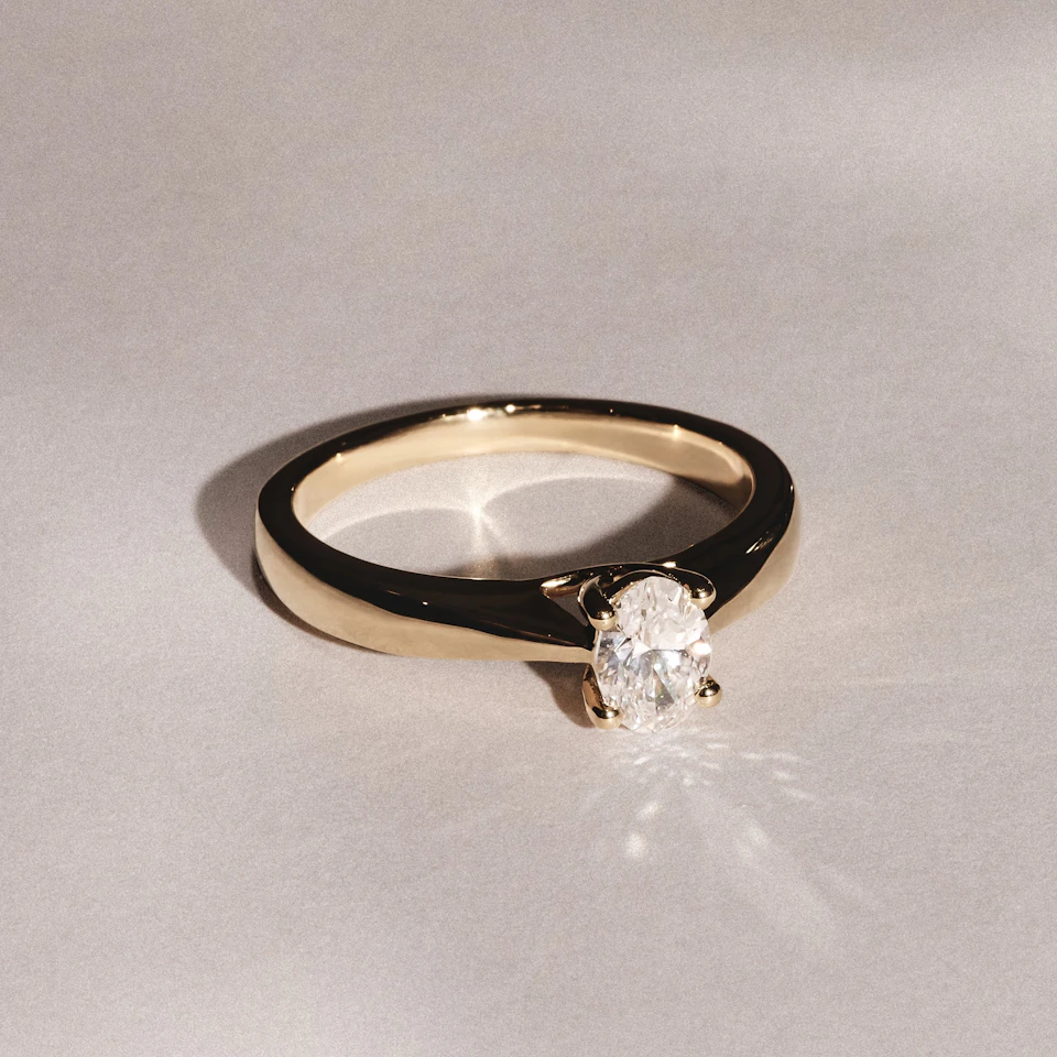 Naomi Oval Cut Lab Diamond Engagement Ring 0.50ct H/SI in 18k Gold Vermeil