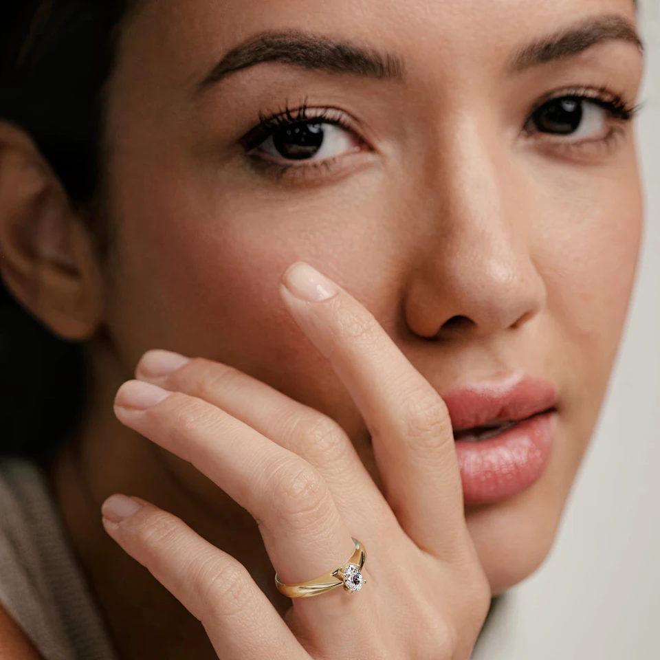 Naomi Oval Cut Lab Diamond Engagement Ring 0.50ct H/SI in 18k Gold Vermeil