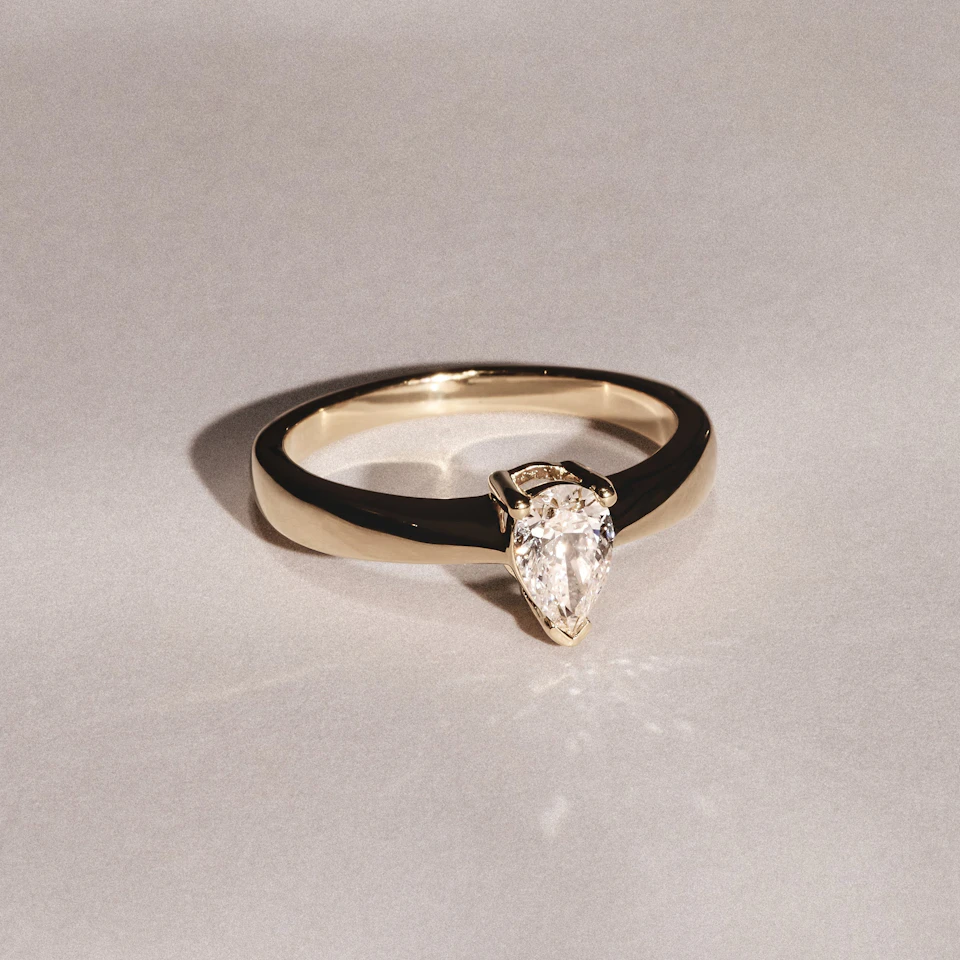 Naomi Pear Cut Lab Diamond Engagement Ring 0.50ct H/SI in 18k Gold Vermeil