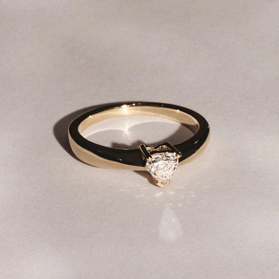 Naomi Heart Cut Lab Diamond Engagement Ring 0.33ct H/SI in 18k Gold Vermeil