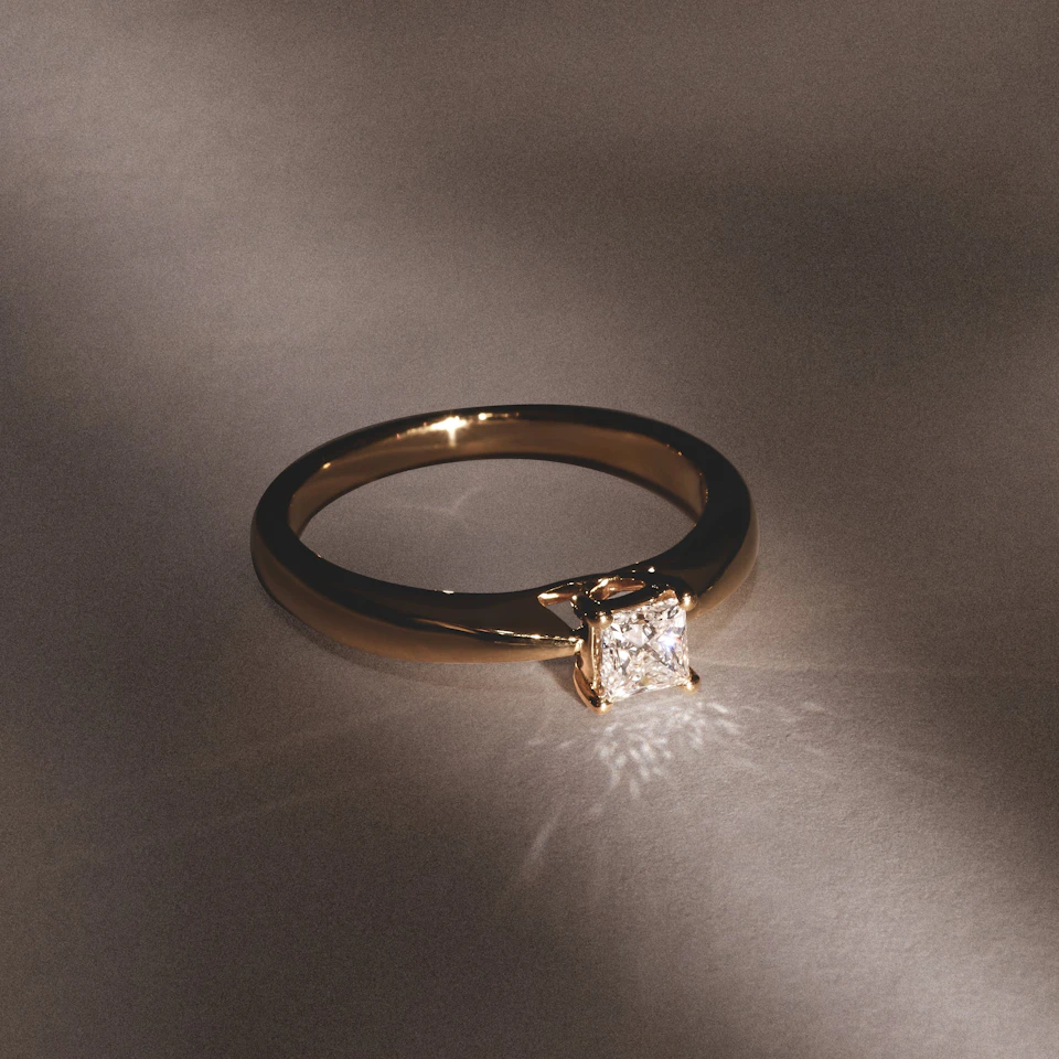 Naomi Princess Cut Lab Diamond Engagement Ring 0.33ct H/SI in 18k Gold Vermeil