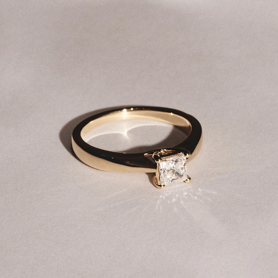 Naomi Princess Cut Lab Diamond Engagement Ring 0.50ct H/SI in 18k Gold Vermeil