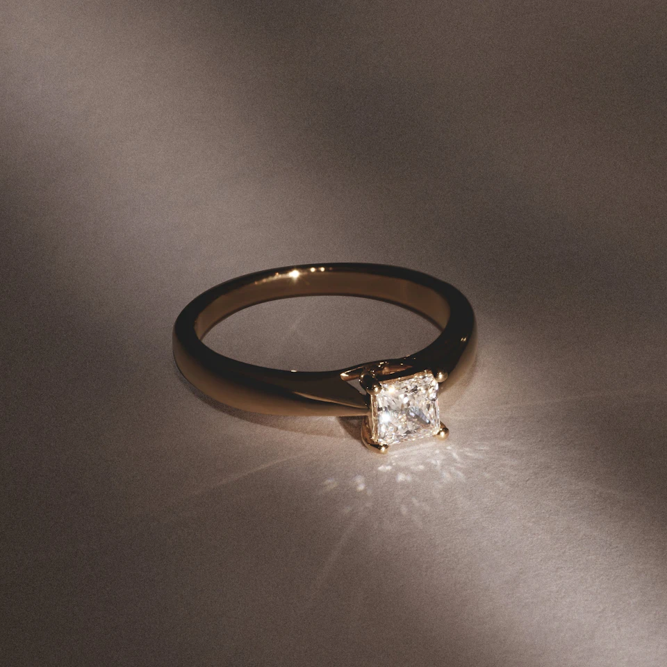 Naomi Princess Cut Lab Diamond Engagement Ring 0.50ct H/SI in 18k Gold Vermeil