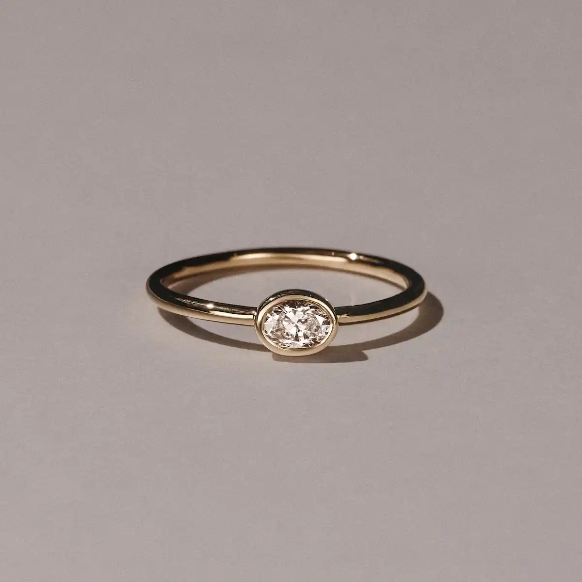 Horizon Oval Cut Lab Diamond Solitaire Ring 0.25ct H/SI in 18k Gold Vermeil