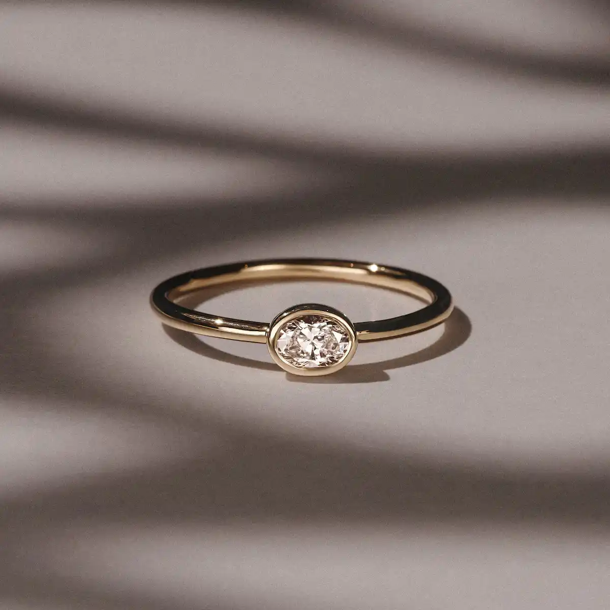 Horizon Oval Cut Lab Diamond Solitaire Ring 0.25ct H/SI in 18k Gold Vermeil