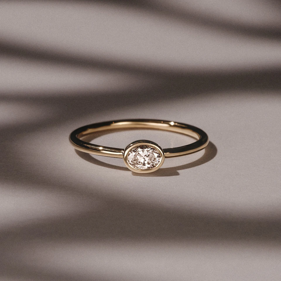 Horizon Oval Cut Lab Diamond Solitaire Ring 0.25ct H/SI in 9K Gold