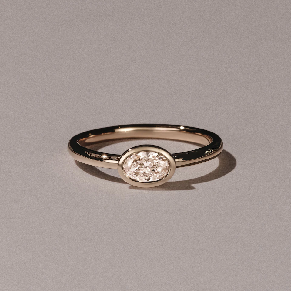 Horizon Oval Cut Lab Diamond Solitaire Ring 0.50ct H/SI in 9K Gold