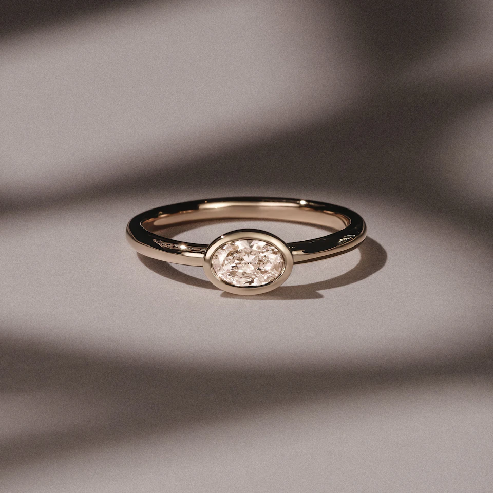 Horizon Oval Cut Lab Diamond Solitaire Ring 0.50ct H/SI in 9K Gold