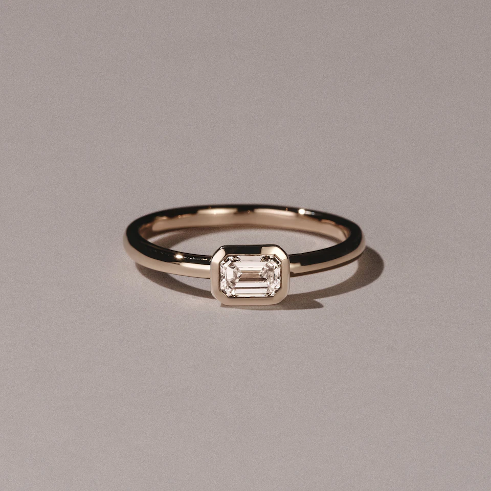 Horizon Emerald Cut Lab Diamond Solitaire Ring 0.50ct H/SI in 9K Gold
