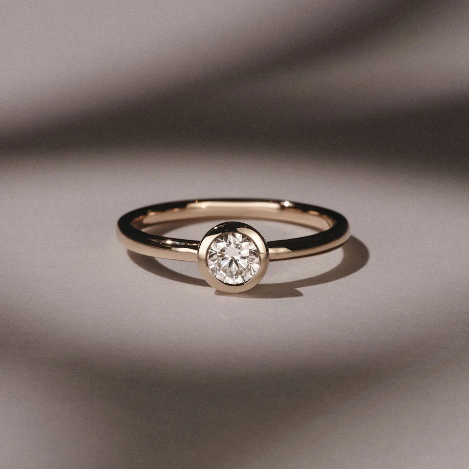 Horizon Round Cut Lab Diamond Solitaire Ring 0.50ct H/SI in 9K Gold