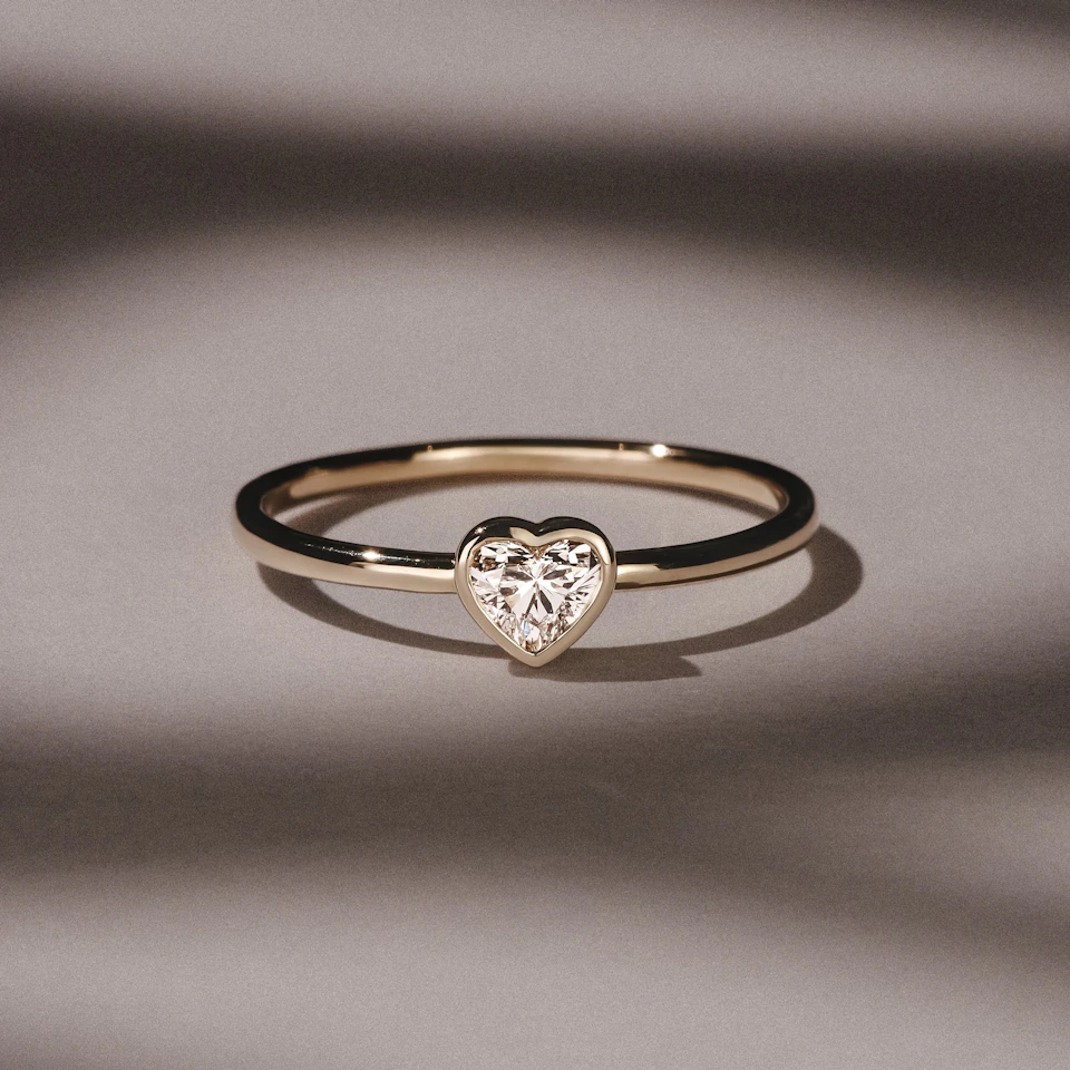 Horizon Heart Cut Lab Diamond Solitaire Ring 0.25ct H/SI in 18k Gold Vermeil