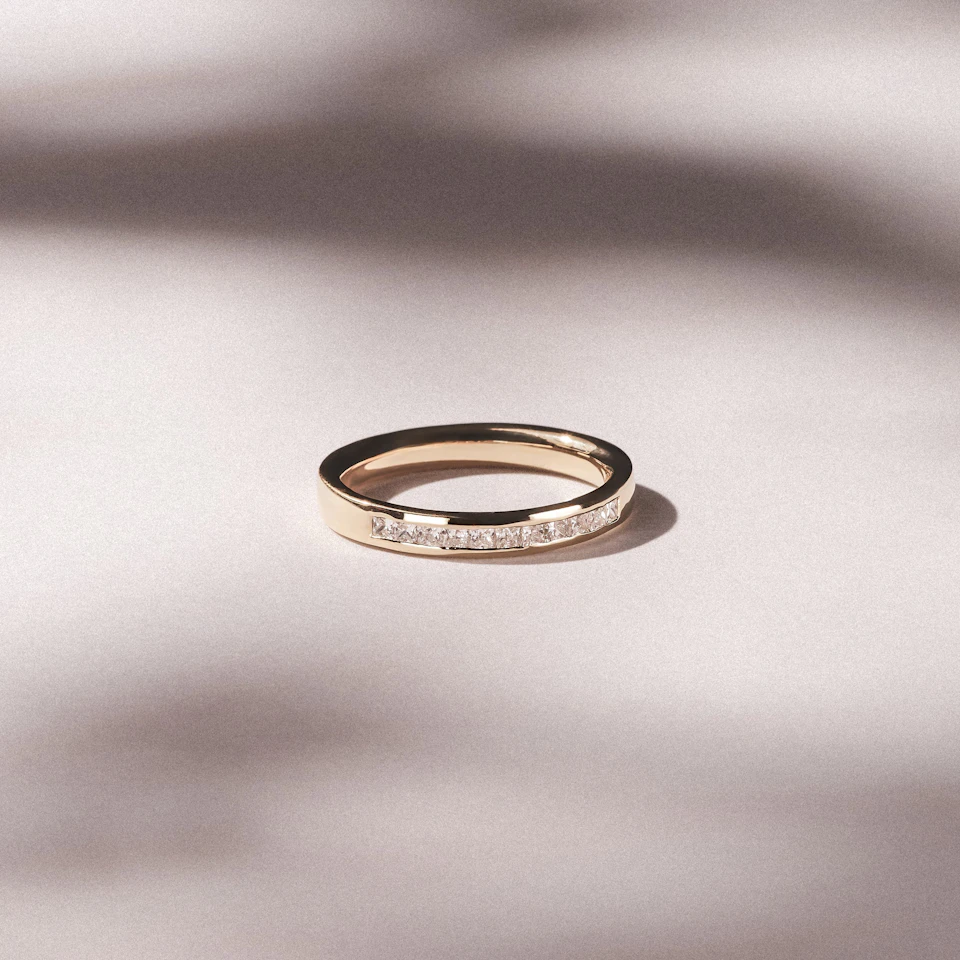 Eterna Lab Diamond Princess Cut Half Eternity Ring 0.30ct H/SI in 18K Gold Vermeil