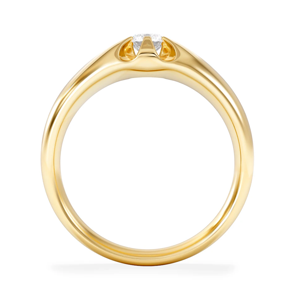 Men's Lab Diamond Signet Ring 0.25ct Round Cut in 18K Gold Vermeil