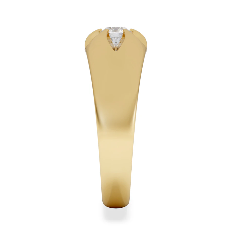 Lab Diamond Signet Ring 0.25ct Round Cut in 18K Gold Vermeil