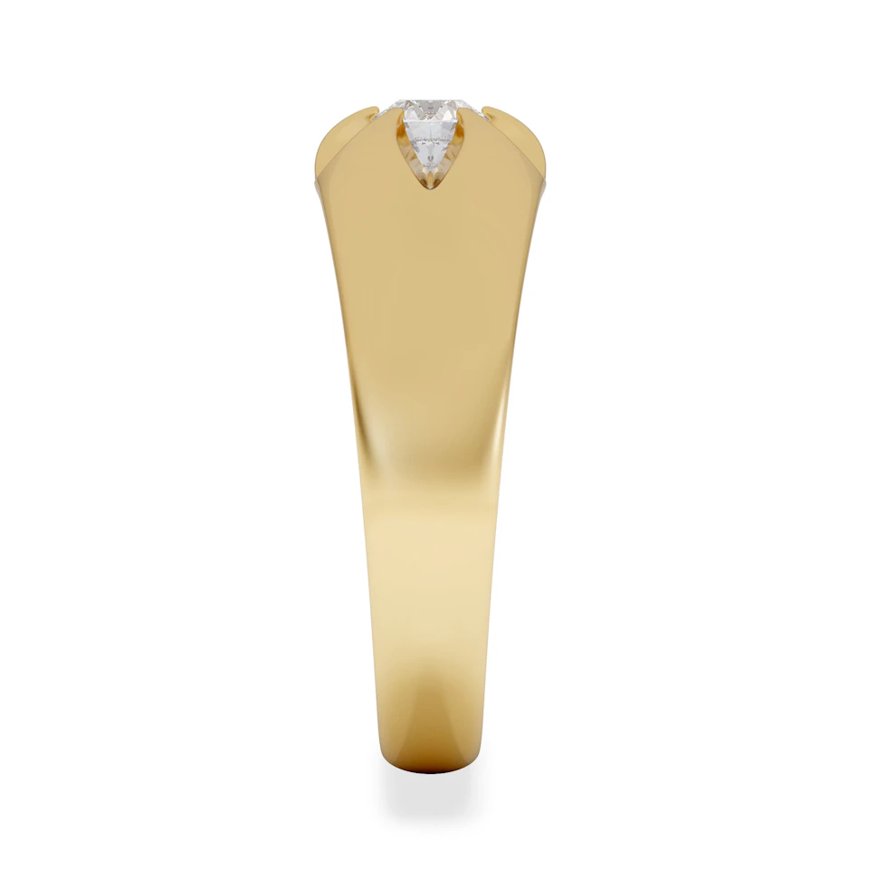 Men's Lab Diamond Signet Ring 0.25ct Round Cut in 18K Gold Vermeil