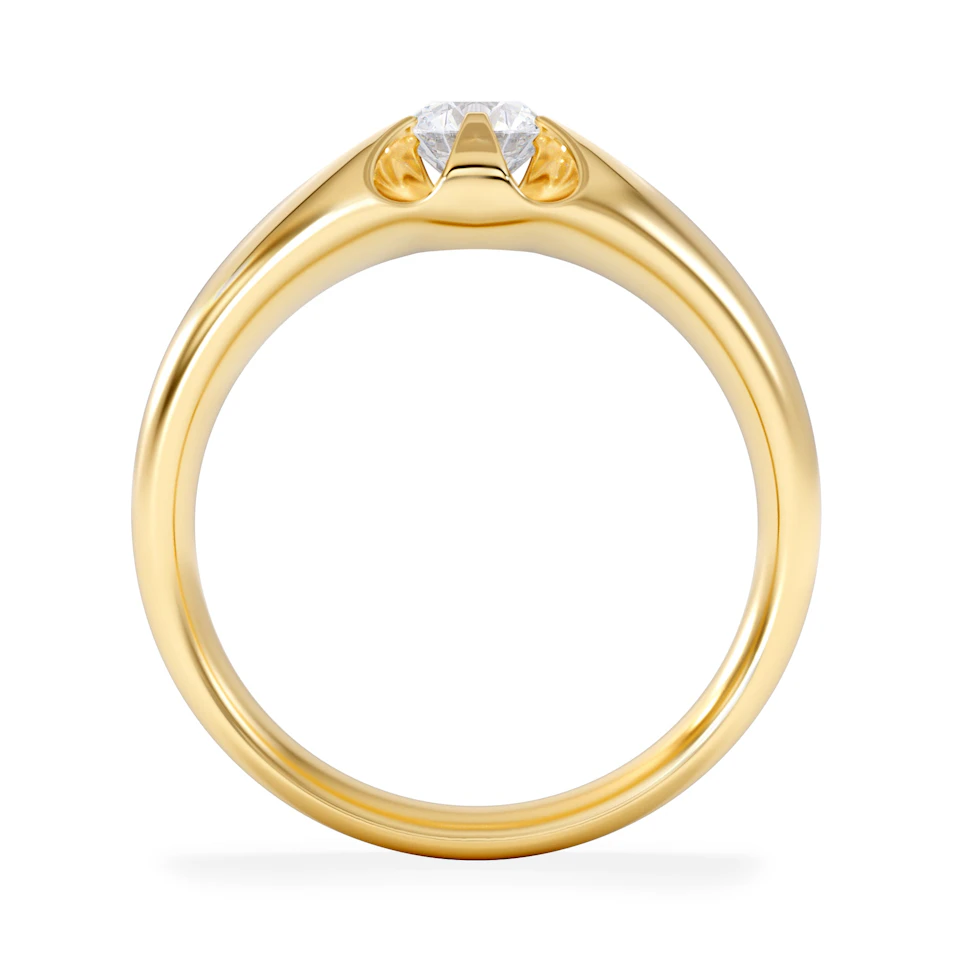 Men's Lab Diamond Signet Ring 0.50ct Round Cut in 18K Gold Vermeil