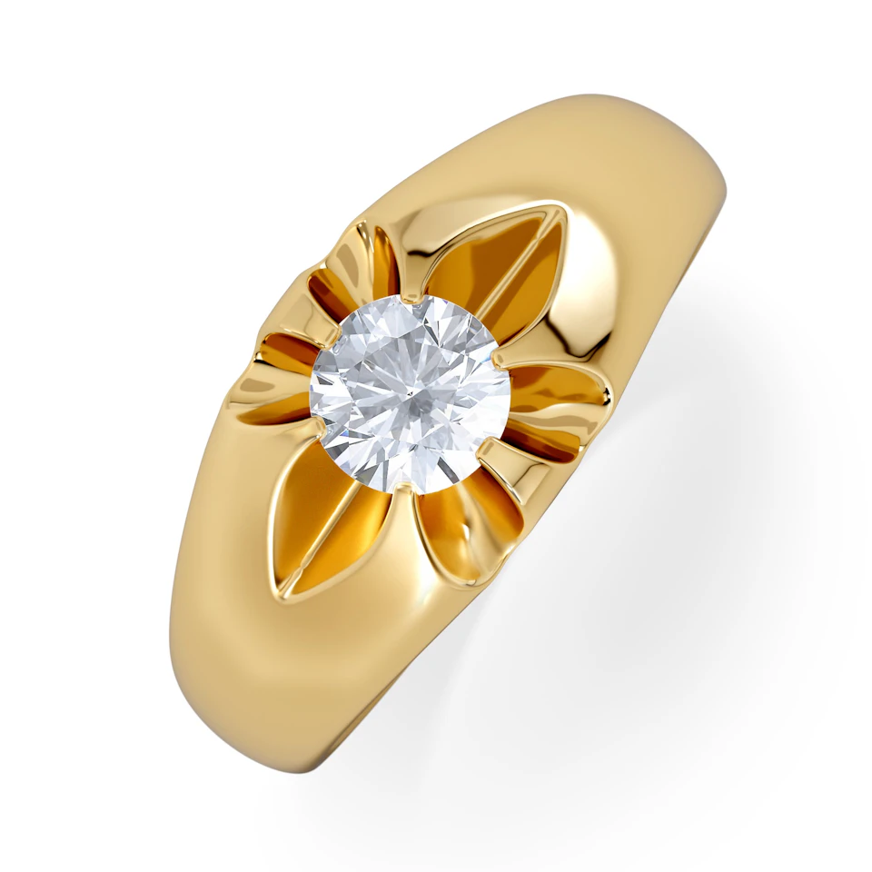 Men's Lab Diamond Signet Ring 0.50ct Round Cut in 18K Gold Vermeil