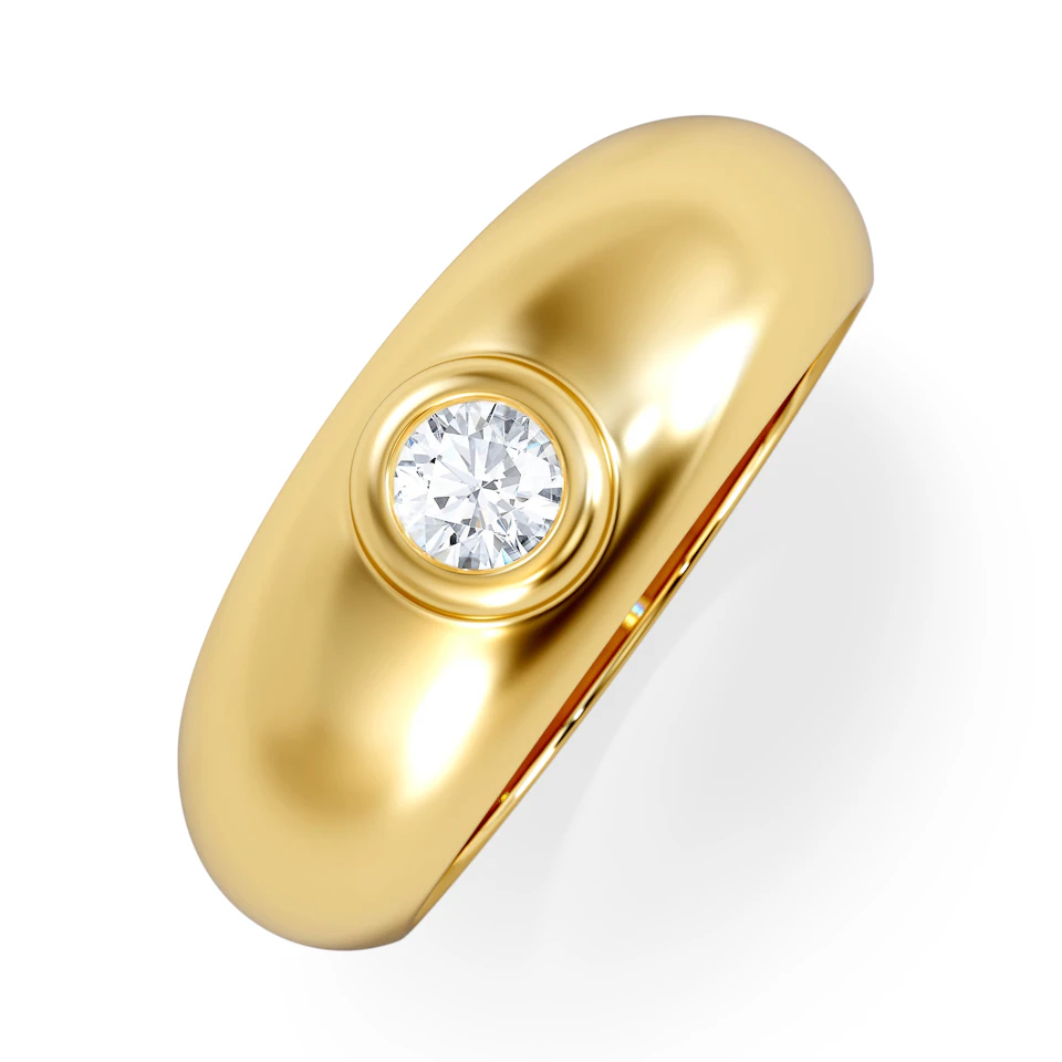 Men's Lab Diamond Signet Ring 0.25ct in18K Gold Vermeil H/SI