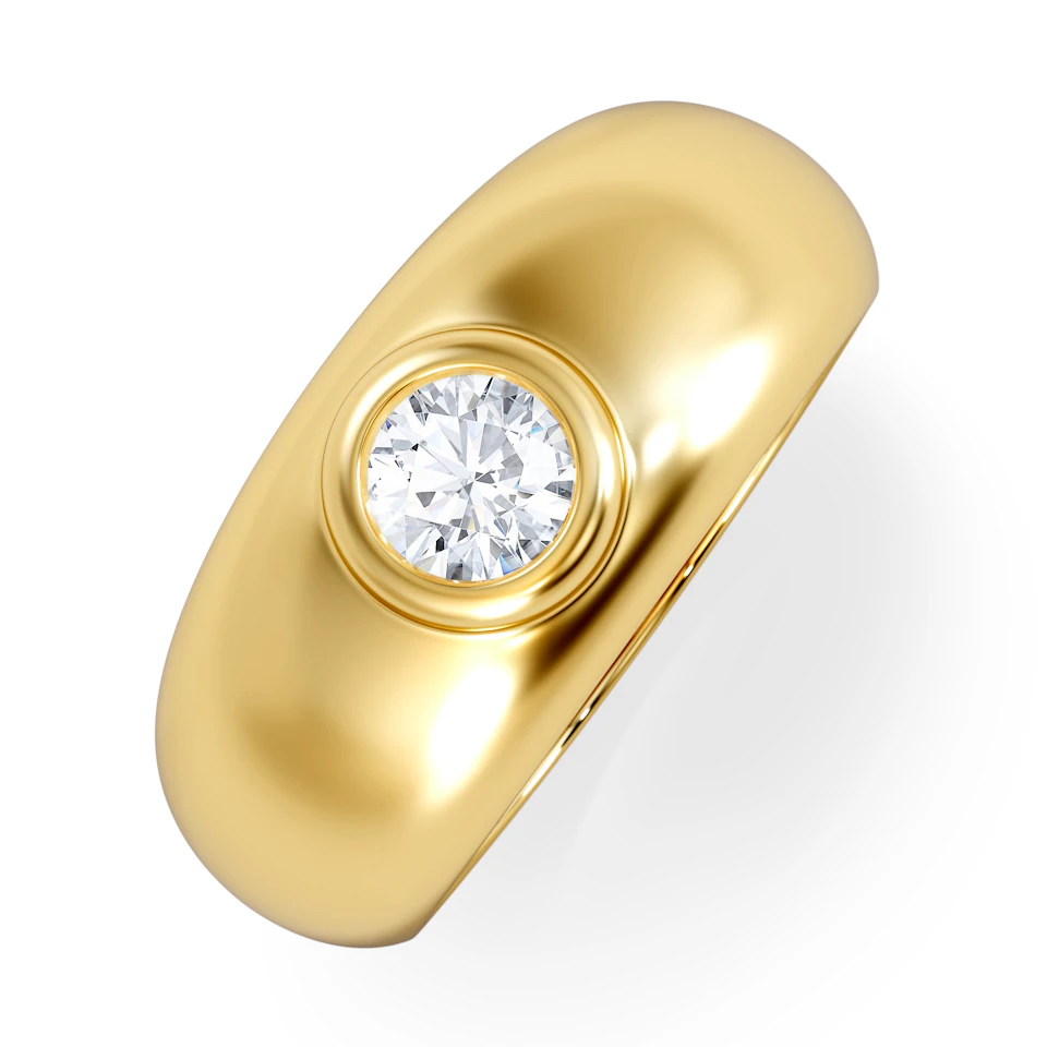 Men's Lab Diamond Signet Ring 0.50ct in18K Gold Vermeil H/SI