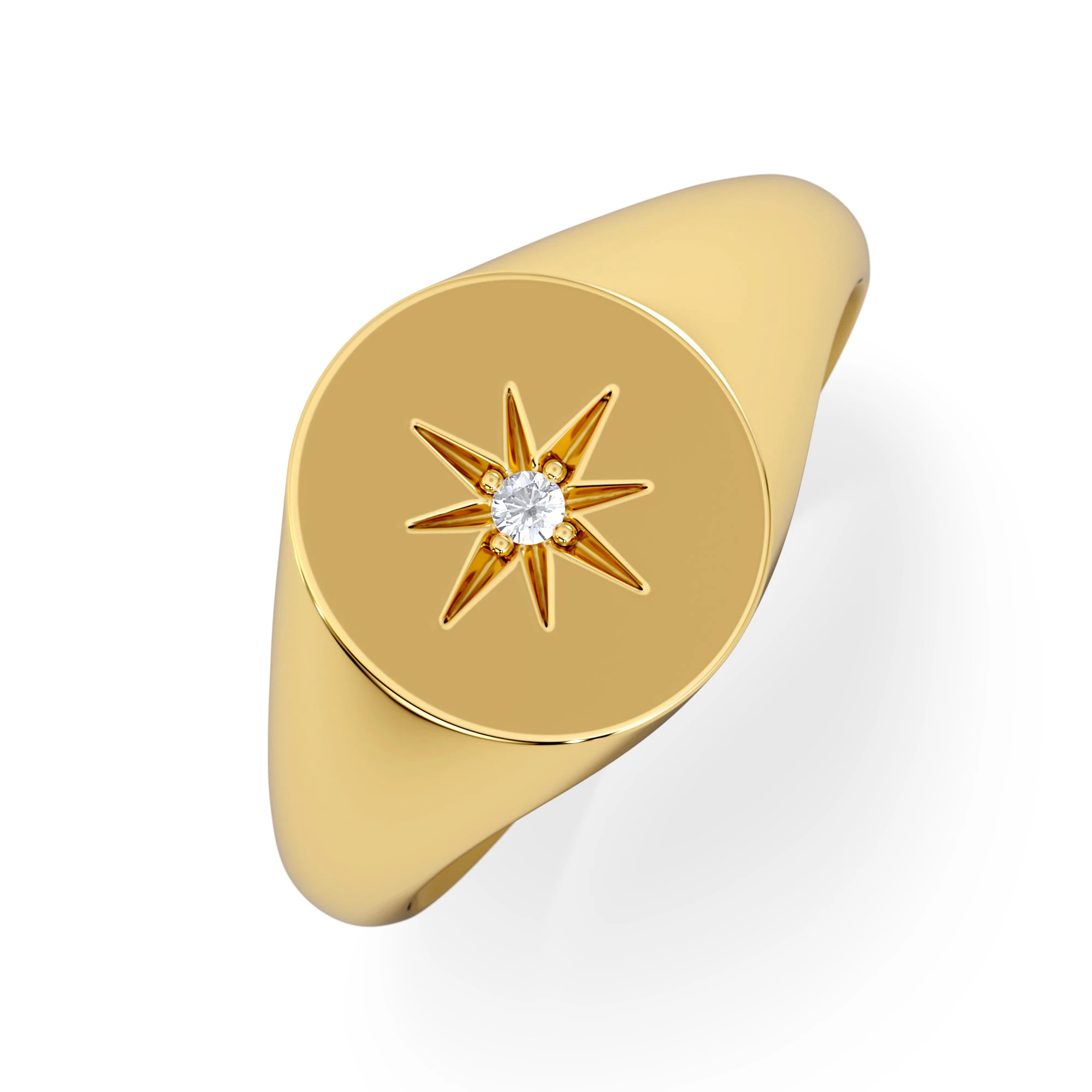 Star Signet Lab Diamond Ring in 18K Gold Vermeil