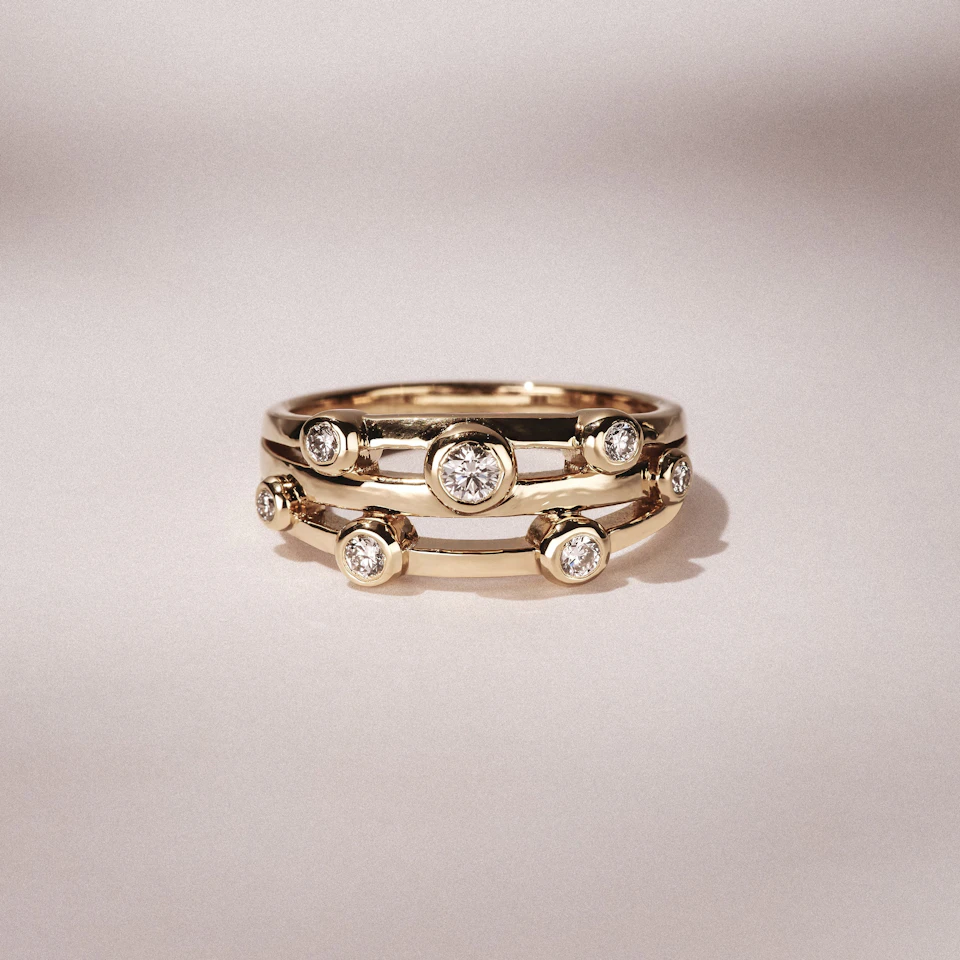 Lab Diamond Rain Drop Ring 0.25ct in 18K Gold Vermeil