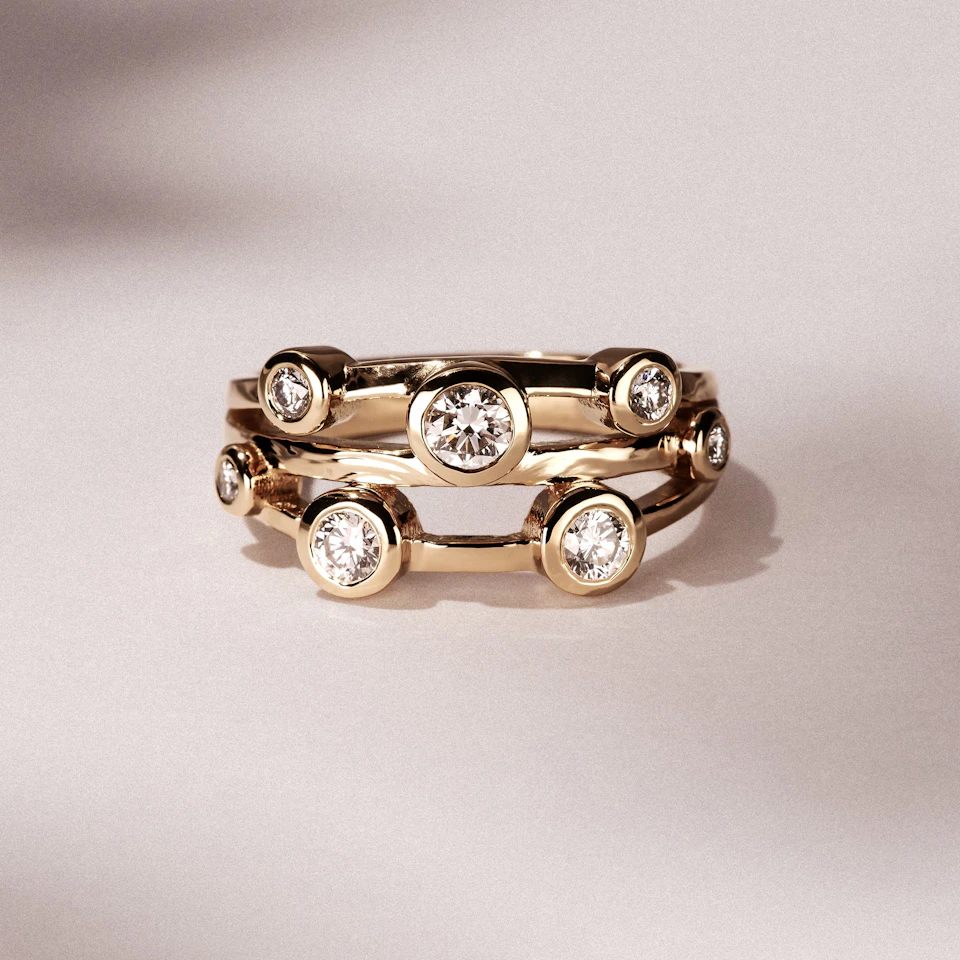 Lab Diamond Rain Drop Ring 0.50ct in 18K Gold Vermeil