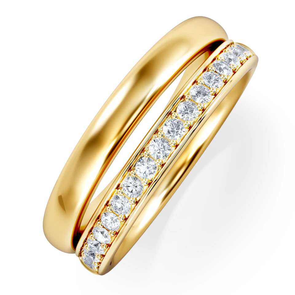 Duo Lab Diamond Double Band Stacking Curve Ring 0.26ct in 18k Gold Vermeil