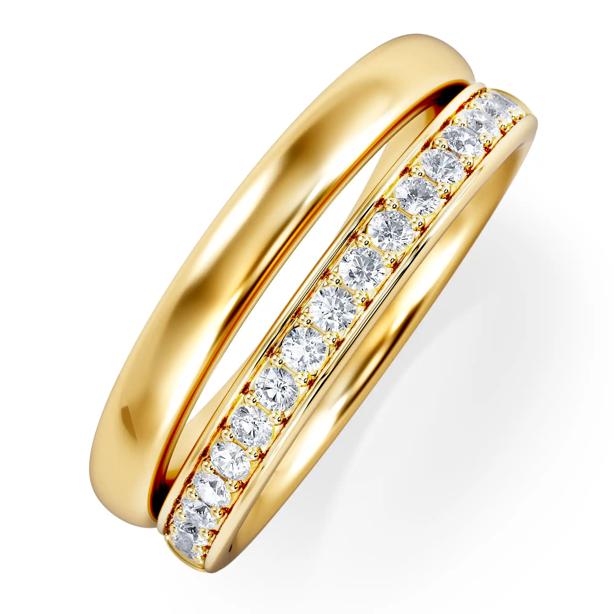 Lab Diamond Double Band Stacking Curve Ring 0.26ct in 18k Gold Vermeil