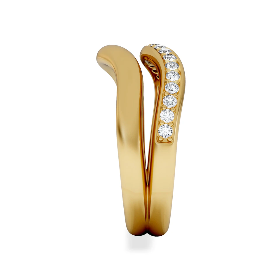 Duo Wave Stacking Lab Diamond Ring 0.26ct in 18K Gold Vermeil