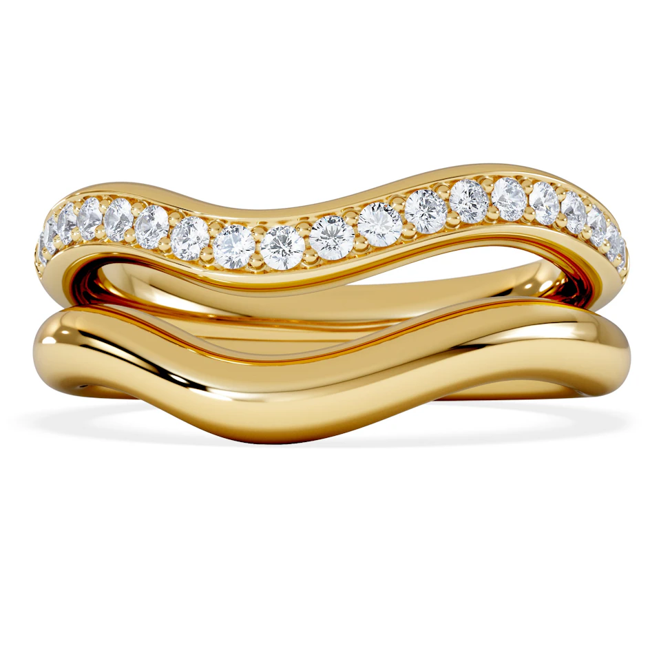 Duo Wave Stacking Lab Diamond Ring 0.26ct in 18K Gold Vermeil
