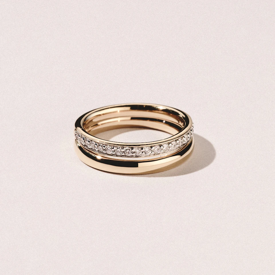 Duo Curve Stacking Lab Diamond Ring 0.26ct in 9K Gold