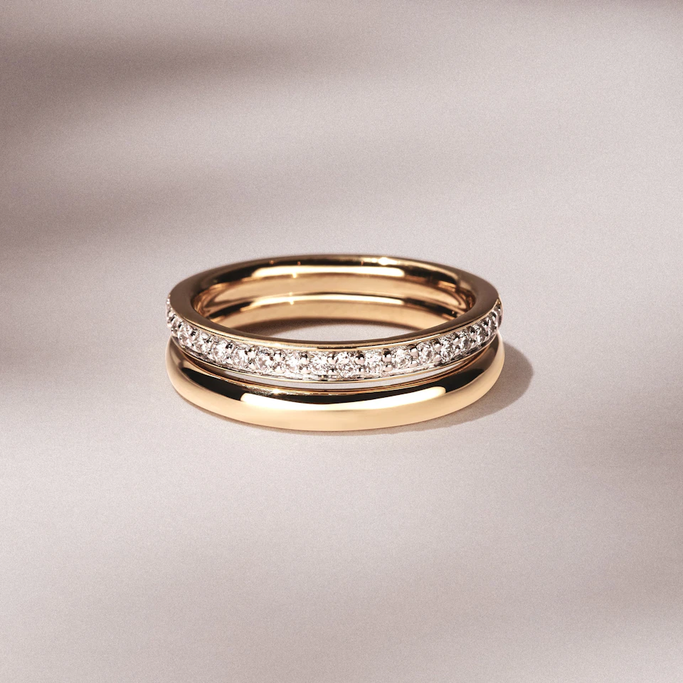 Duo Curve Stacking Lab Diamond Ring 0.26ct in 9K Gold