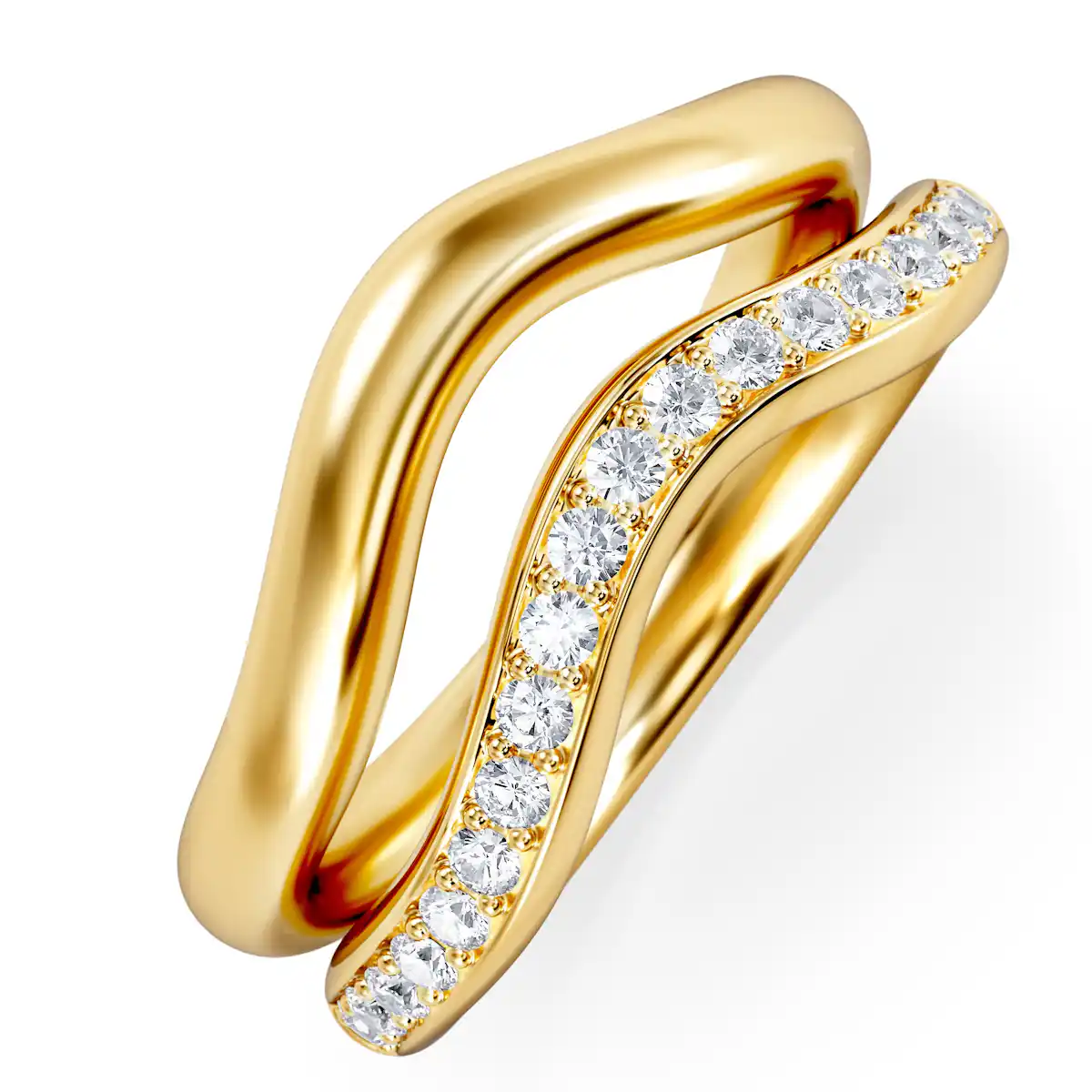 Duo Wave Stacking Lab Diamond Ring 0.26ct in 9K Gold