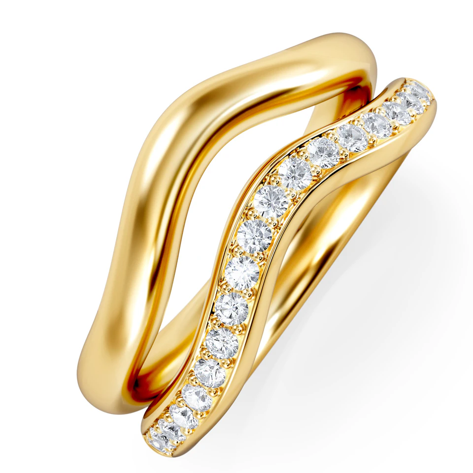 Duo Wave Stacking Lab Diamond Ring 0.26ct in 18K Gold Vermeil