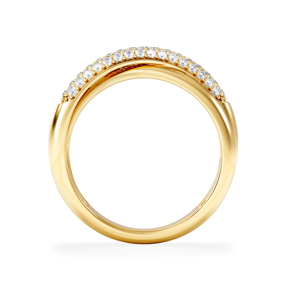 Crossover Set Lab Diamond Pave Ring 0.35ct in18K Gold Vermeil
