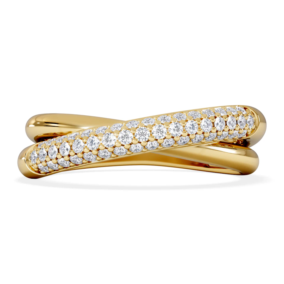 Crossover Set Lab Diamond Pave Ring 0.35ct in18K Gold Vermeil
