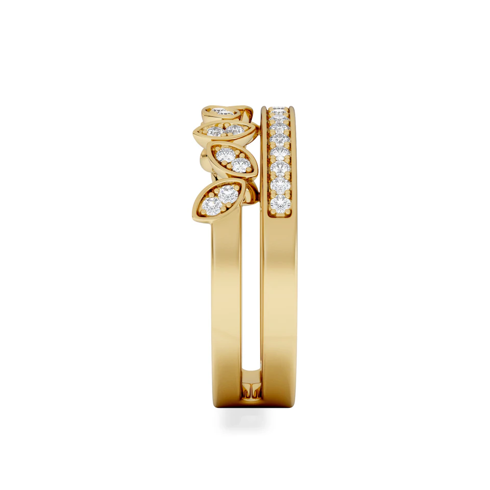 Double Band Stacking Ring Lab Diamond 0.25ct in 18K Gold Vermeil