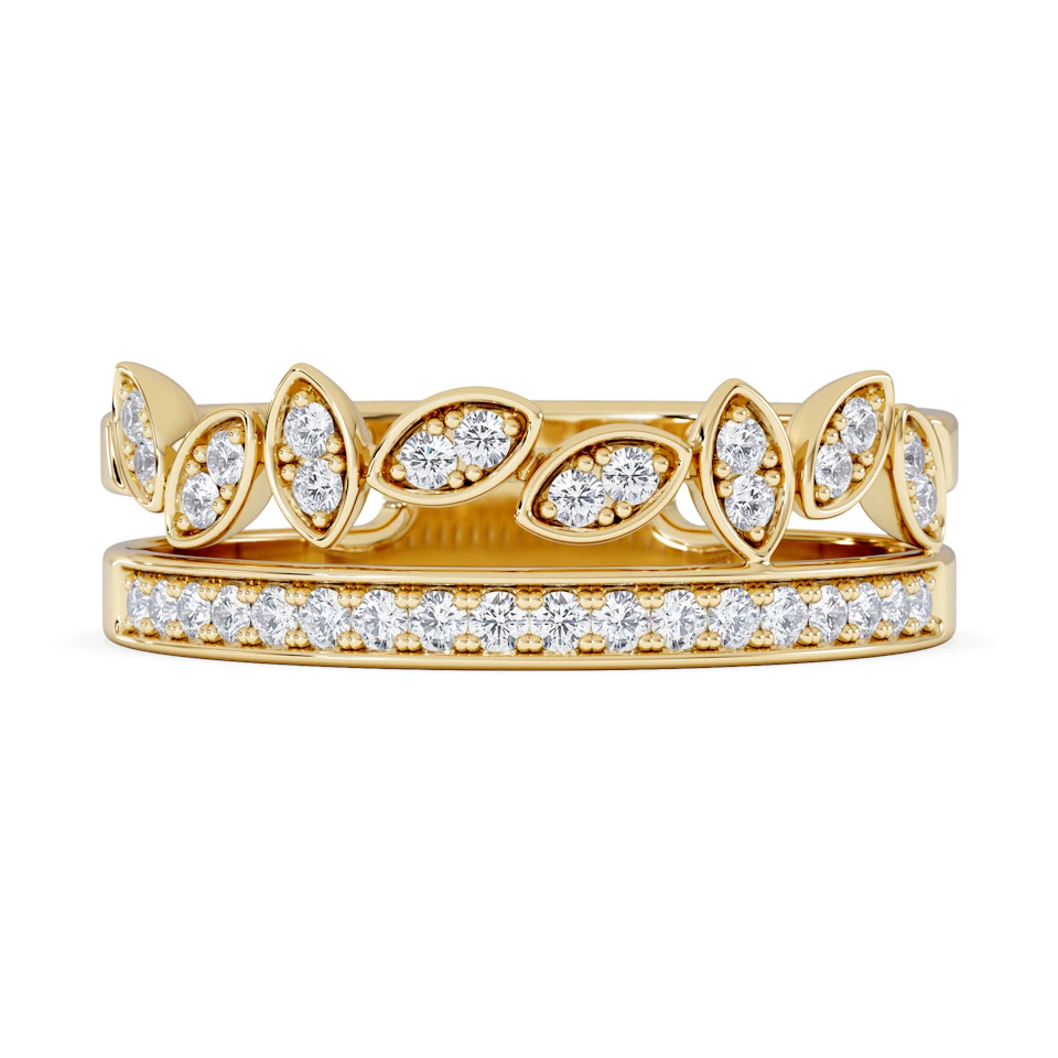 Double Band Stacking Ring Lab Diamond 0.25ct in 18K Gold Vermeil