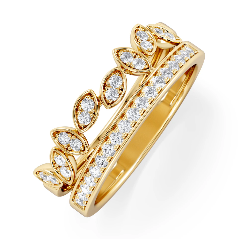 Double Band Stacking Ring Lab Diamond 0.25ct in 18K Gold Vermeil