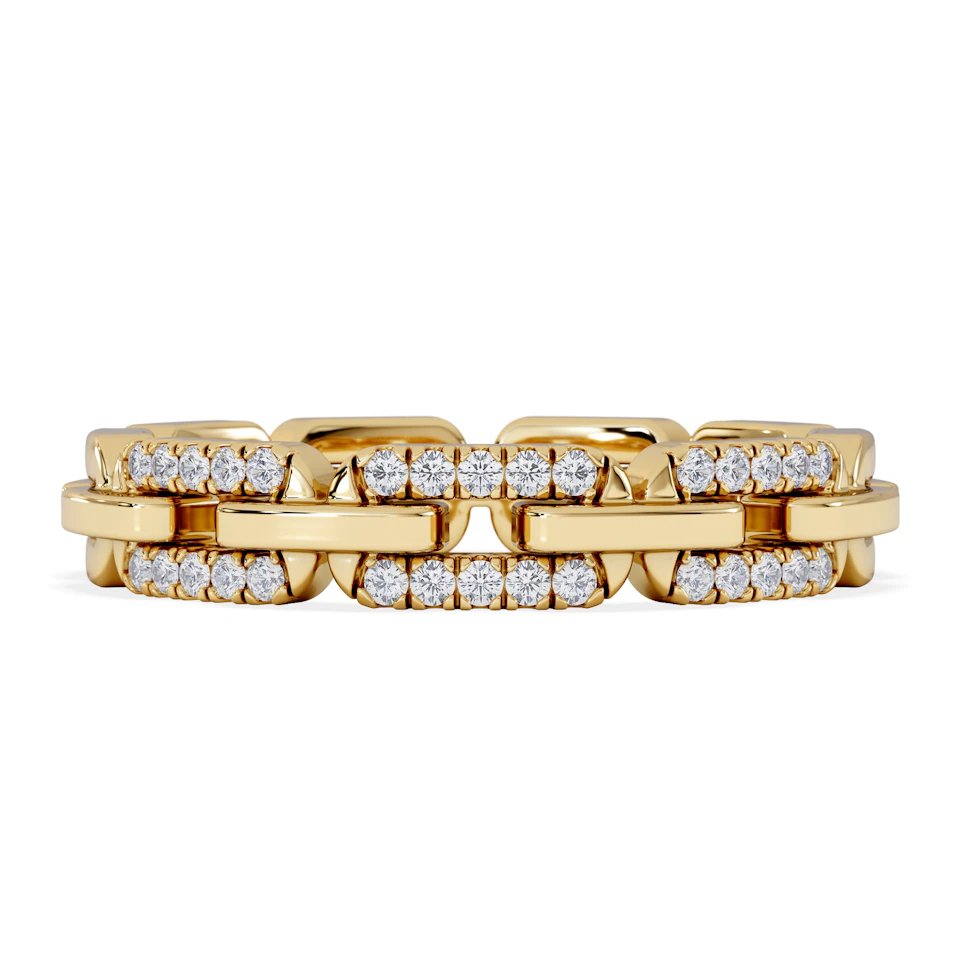Lab Diamond Chain Link Ring 0.14ct in 18k Gold Vermeil