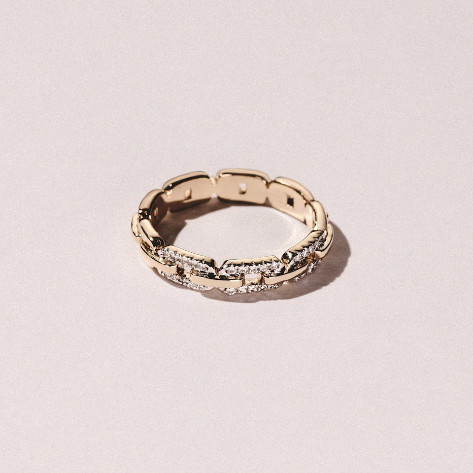 Lab Diamond Chain Link Ring 0.14ct in 18k Gold Vermeil