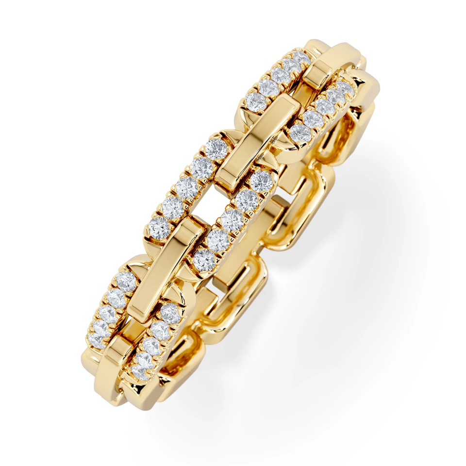 Lab Diamond Chain Link Ring 0.14ct in 18k Gold Vermeil