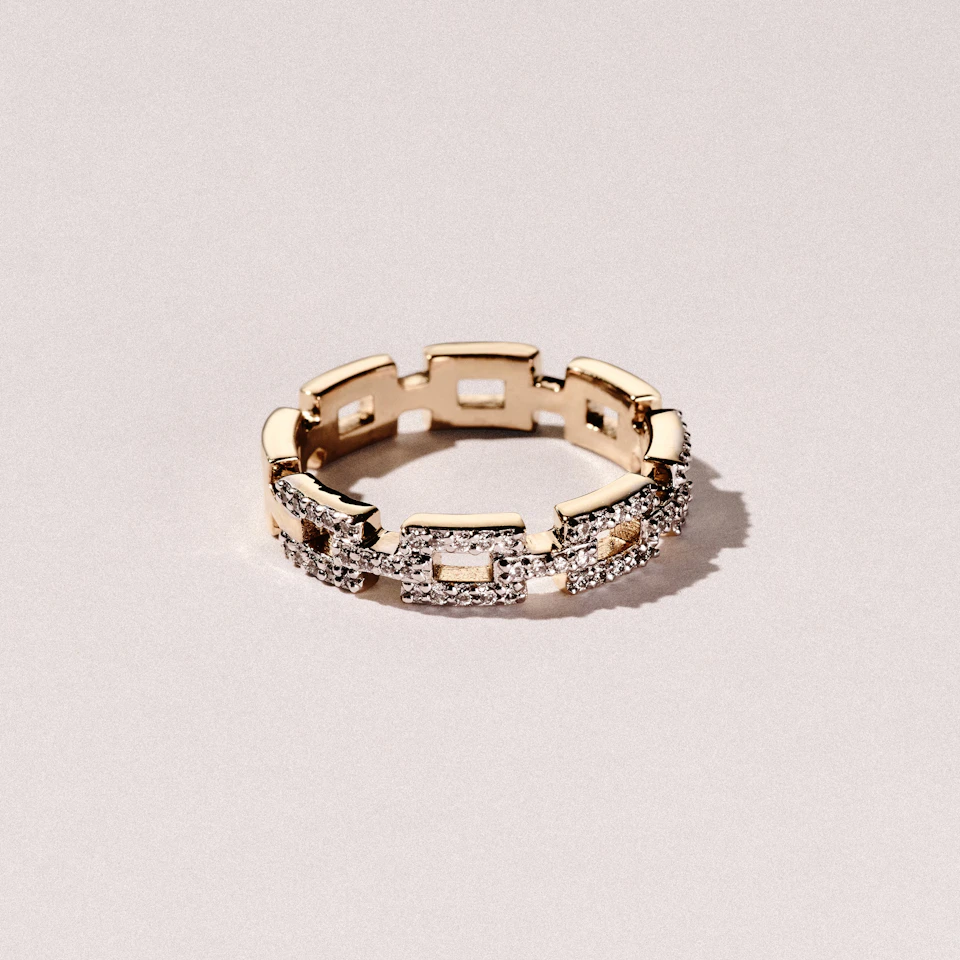 Lab Diamond Chain Link Ring 0.24ct in 18k Gold Vermeil