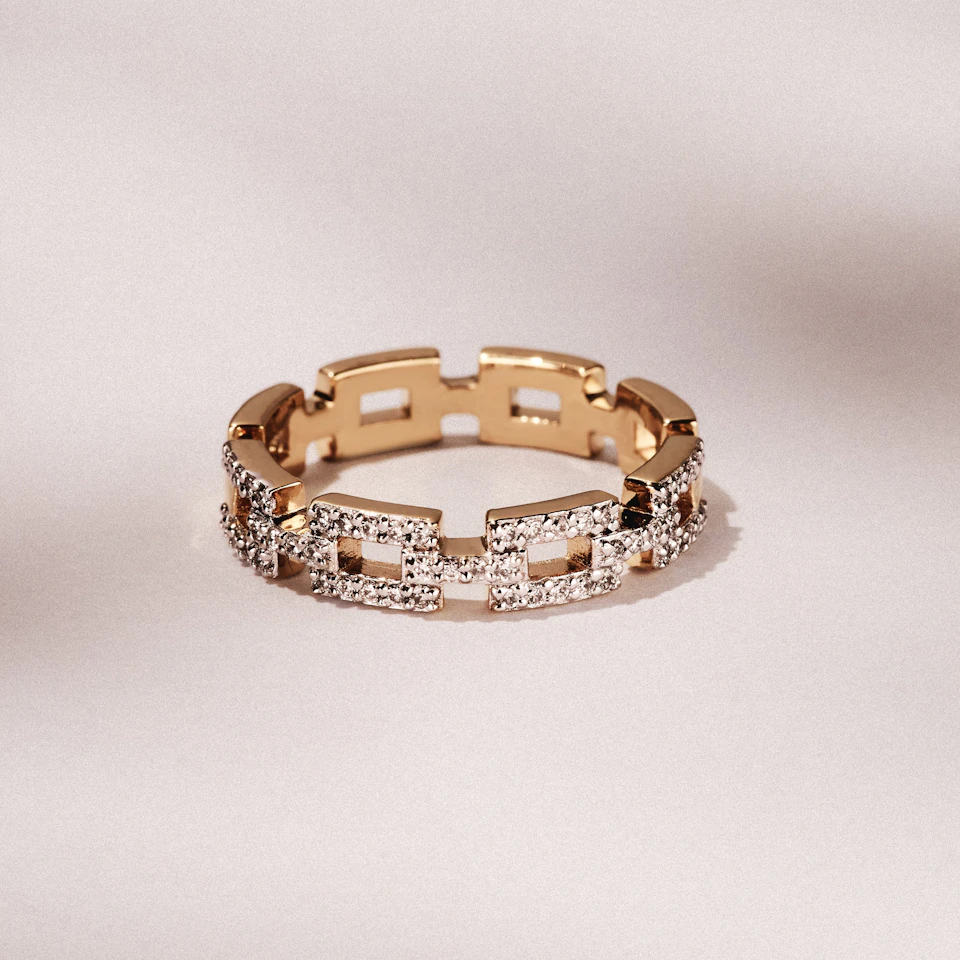 Lab Diamond Chain Link Ring 0.24ct in 18k Gold Vermeil