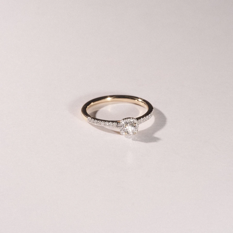 Lumia Round Cut Lab Diamond Halo Ring 0.33ct F/VS in 18K Gold Vermeil