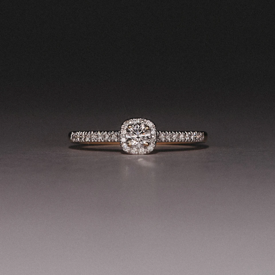 Lumia Round Cut Lab Diamond Halo Ring 0.33ct F/VS in 18K Gold Vermeil