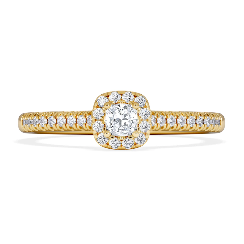 Lumia Cushion Cut Lab Diamond Halo Ring 0.33ct F/VS in 18K Gold Vermeil