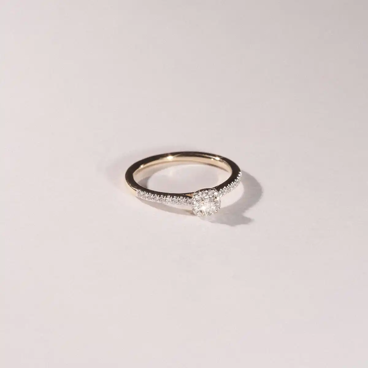 Lumia Cushion Cut Lab Diamond Halo Ring 0.33ct F/VS in 18K Gold Vermeil