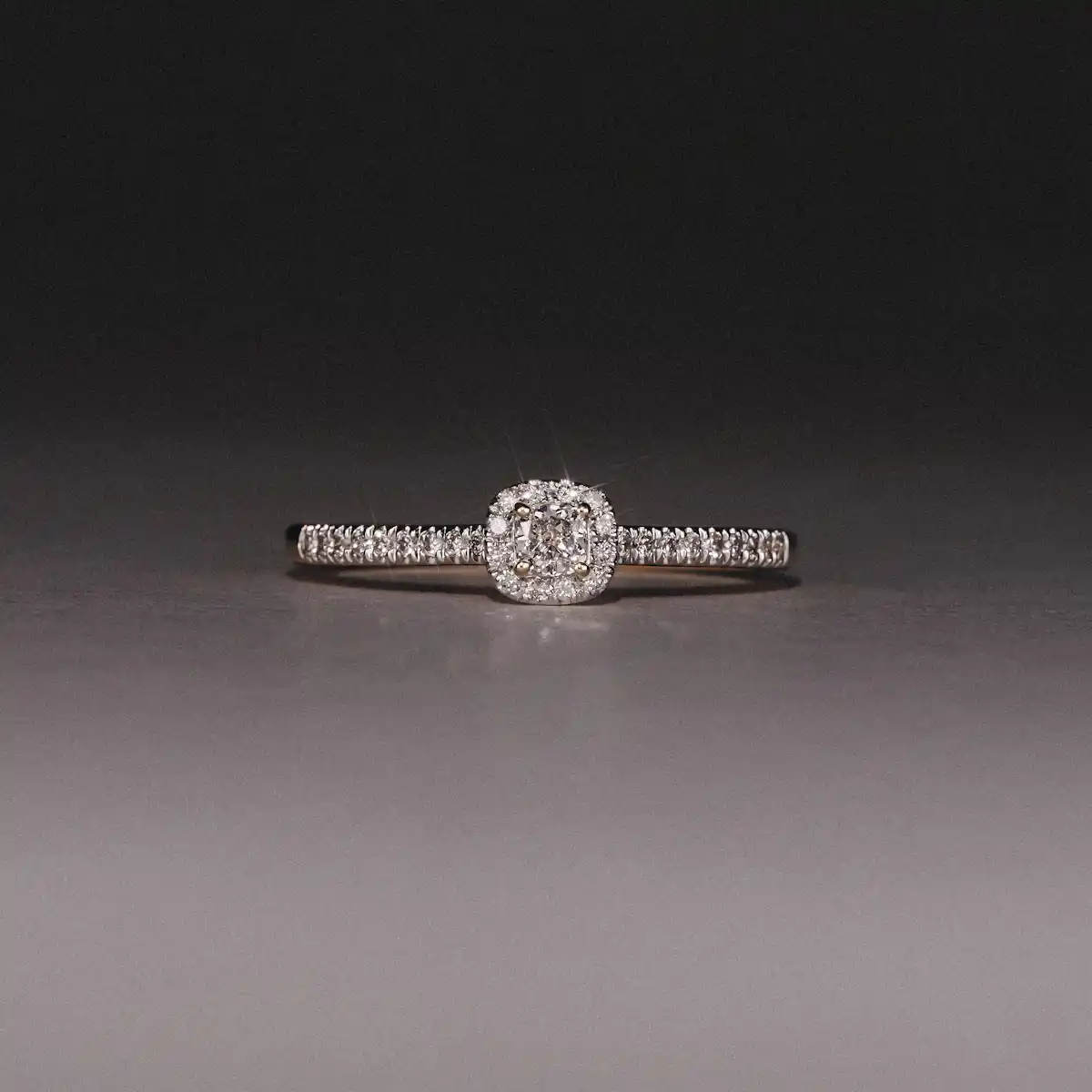 Lumia Cushion Cut Lab Diamond Halo Ring 0.33ct F/VS in 18K Gold Vermeil